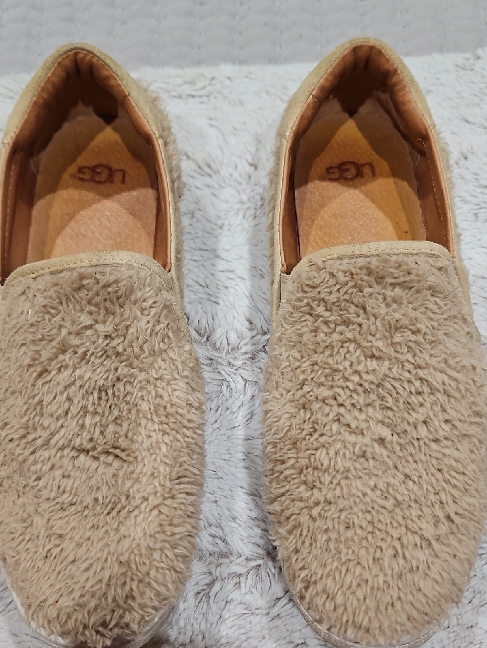 UGG Plush Slip-On Loafers in Beige